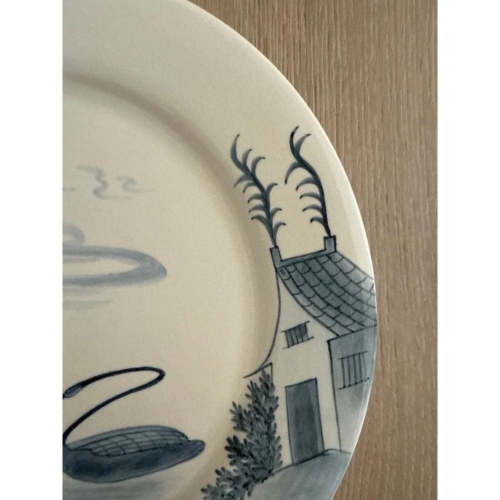 Blue & White Swan Cottage Decorative Wall Plate 12